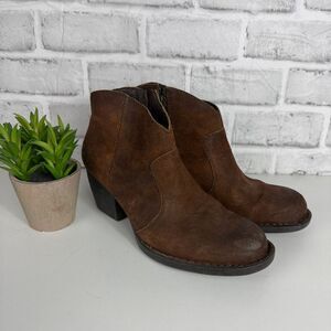 Børn Michel Brown Suede Leather Western Ankle Booties Size 8